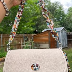 Coachtopia Wavy Dinky Cream Shoulder Bag with Multicolor Chain